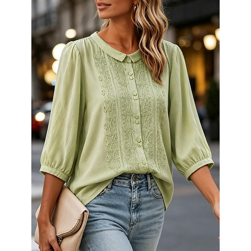 Cynthia | Embroidered Peter Pan Collar Blouse