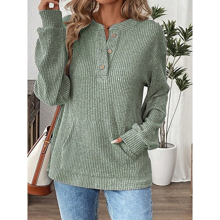 Nadia | Ribbed Button Henley Top