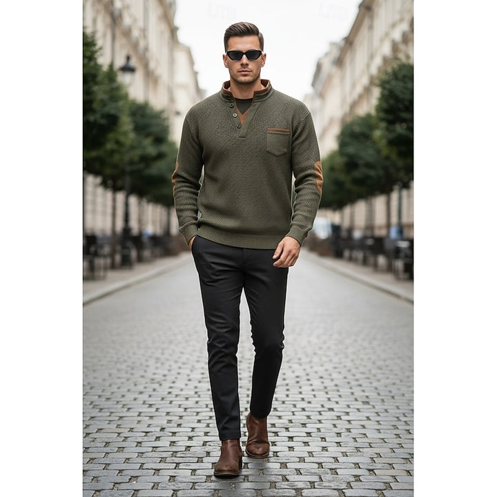 Harlan | Textured Long-Sleeve Henley Shirt