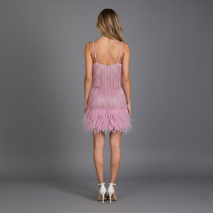 Vivienne | Fringe and Feather Party Mini Dress