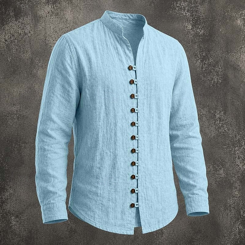 Silas | Band Collar Button-Up Shirt