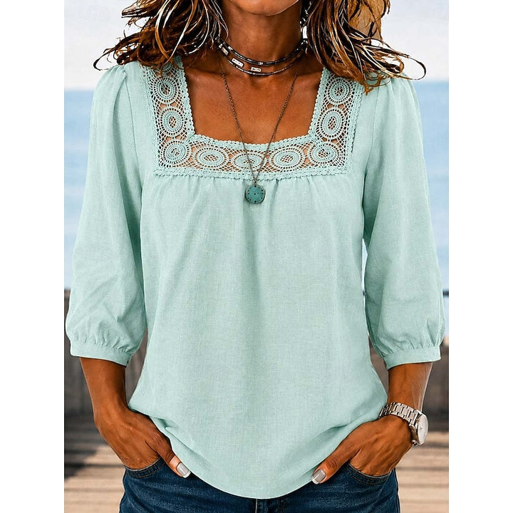Maribeth | Lace-Trim Square Neck Blouse