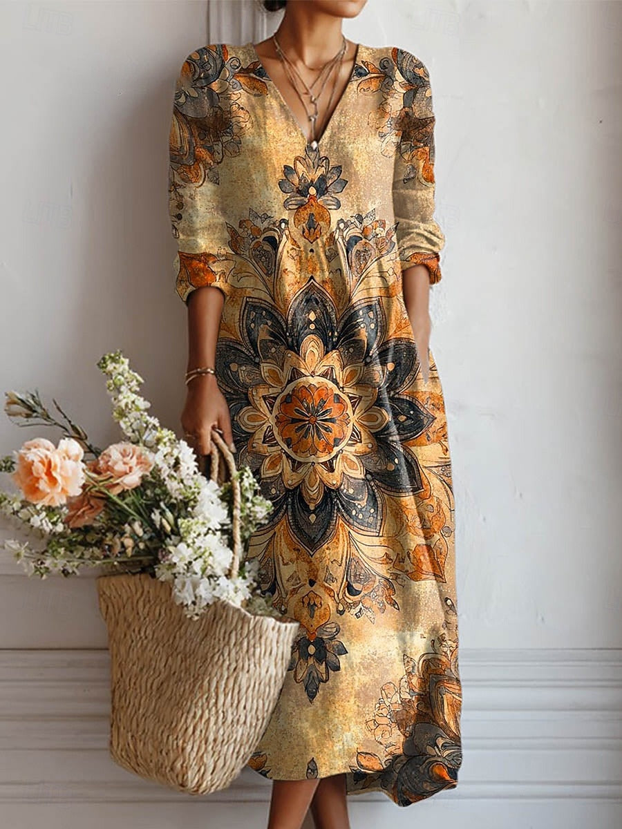 Zariah | Retro V-Neck Everyday Comfort Dress