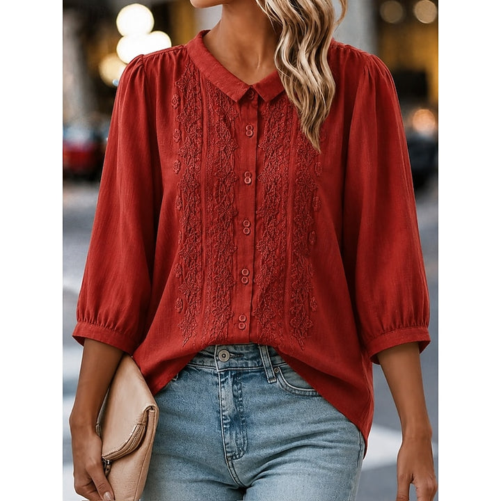 Cynthia | Embroidered Peter Pan Collar Blouse