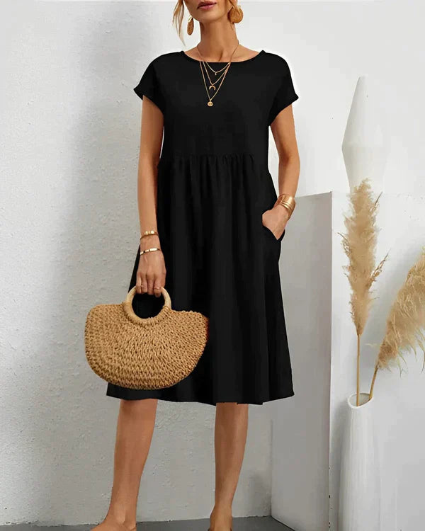 JACQUELINE | ELEGANT ROUND NECK DRESS