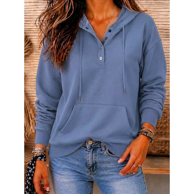 Harriet | Relaxed Button-Neck Hoodie