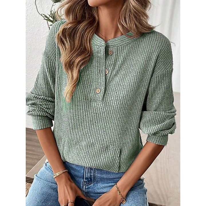 Nadia | Ribbed Button Henley Top