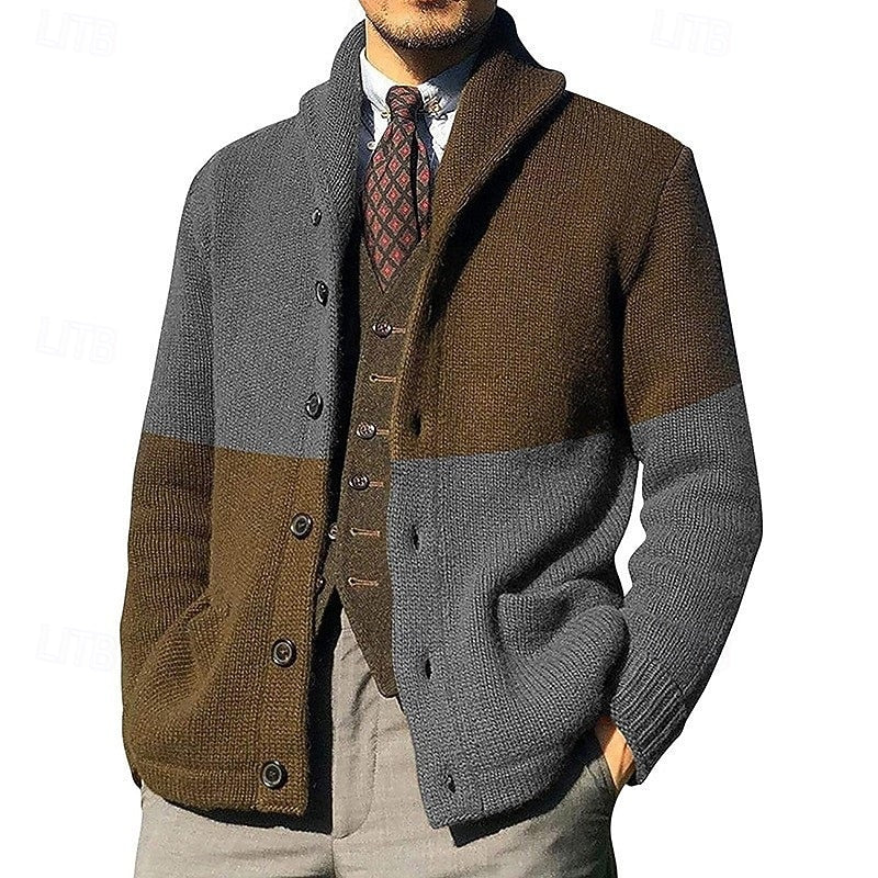 Bertram | Colour-Block Shawl Collar Cardigan