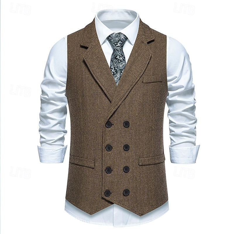 Ellery | Herringbone Double-Breasted Waistcoat