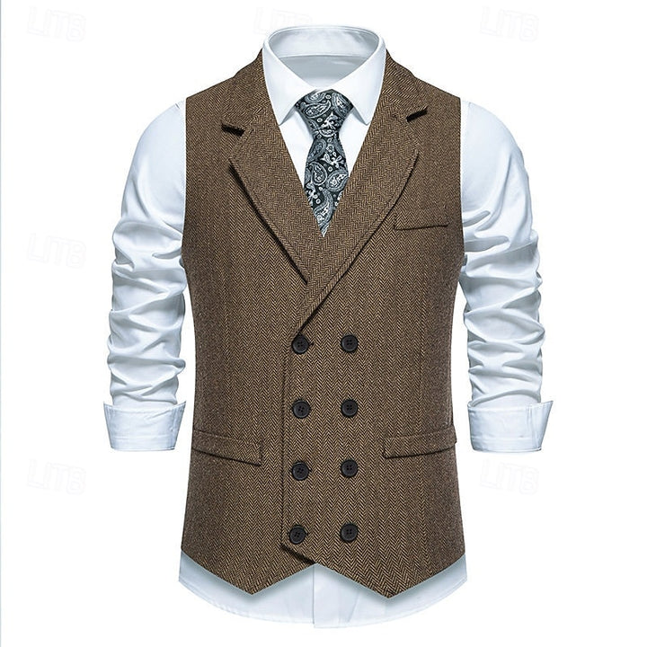 Ellery | Herringbone Double-Breasted Waistcoat
