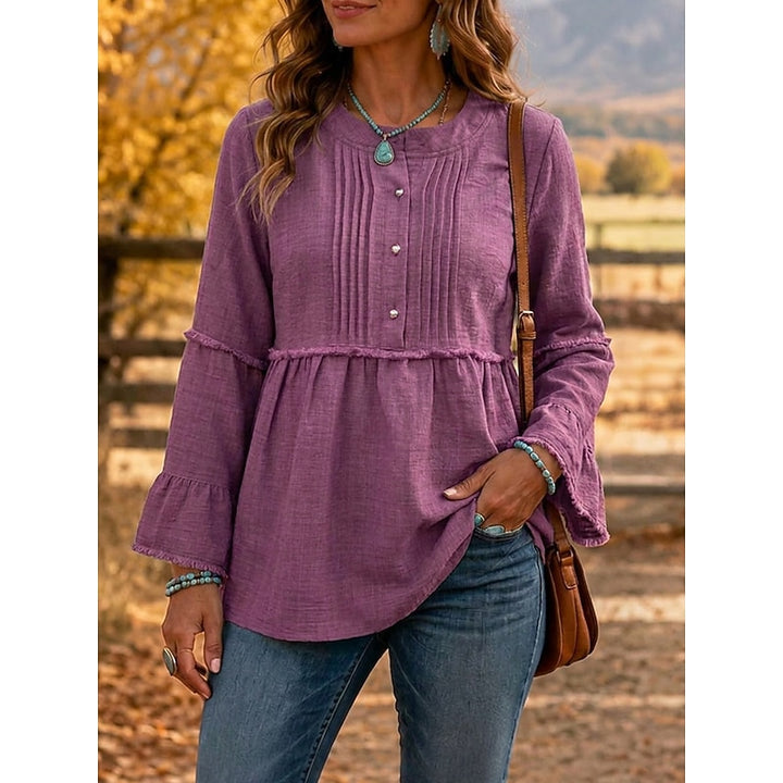 Bethany | Pintucked Peplum Blouse