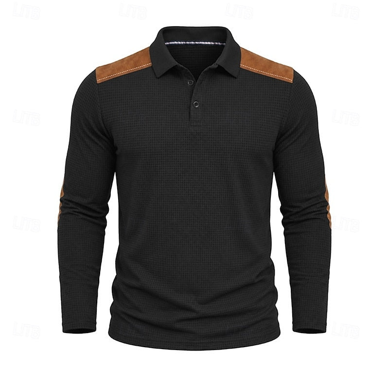 Garrett | Textured Long-Sleeve Polo Shirt