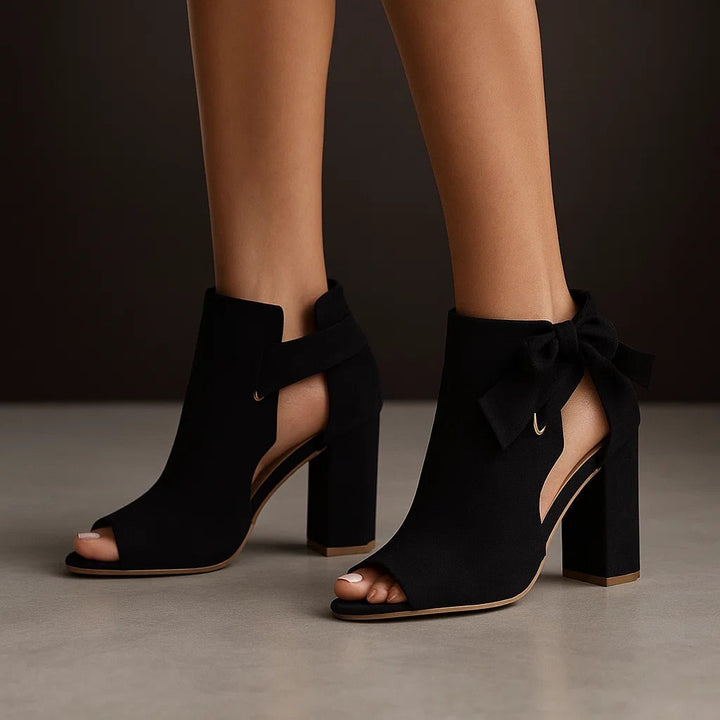 Blythe | Elegant Open Toe Ribbon Heels