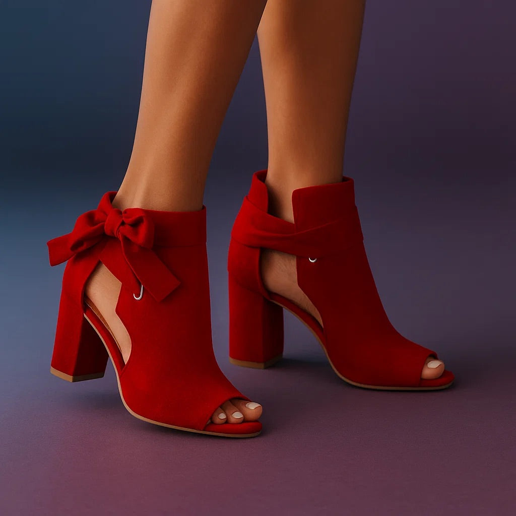 Blythe | Elegant Open Toe Ribbon Heels
