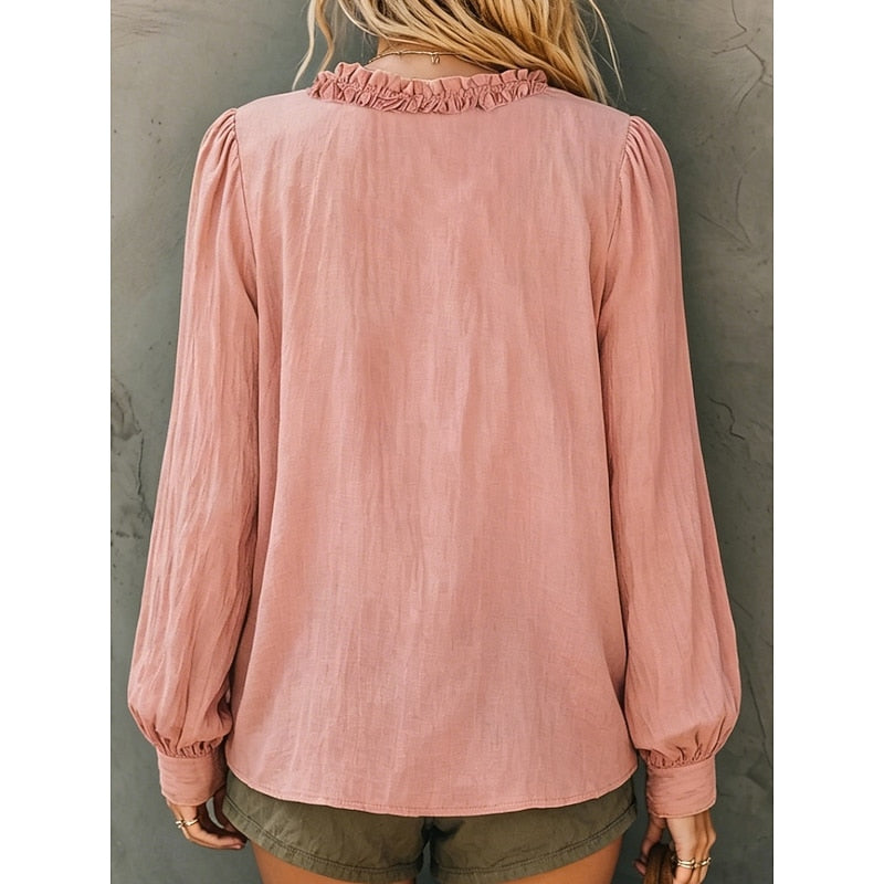 Delaney | Ruffled V-Neck Blouse