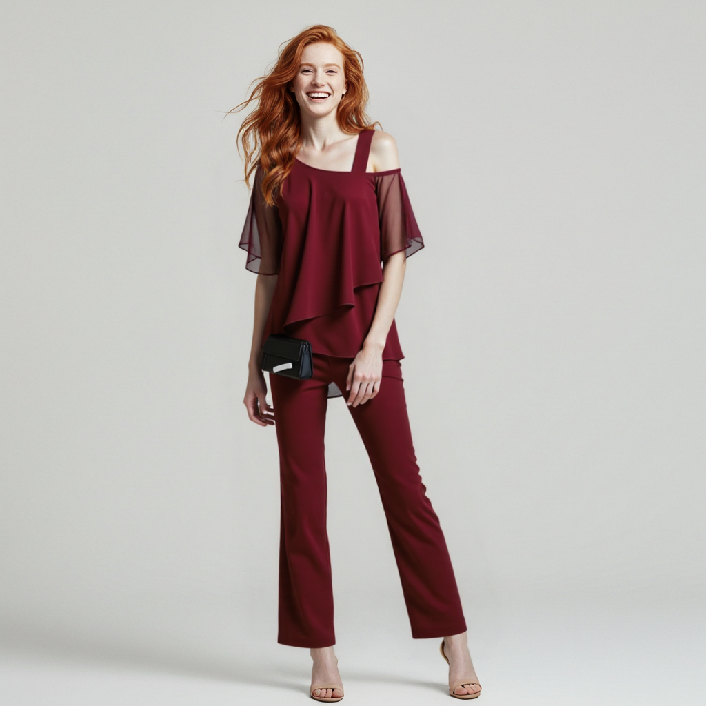 Jessie | Elegant Draped Two-Piece Wide-Leg Set