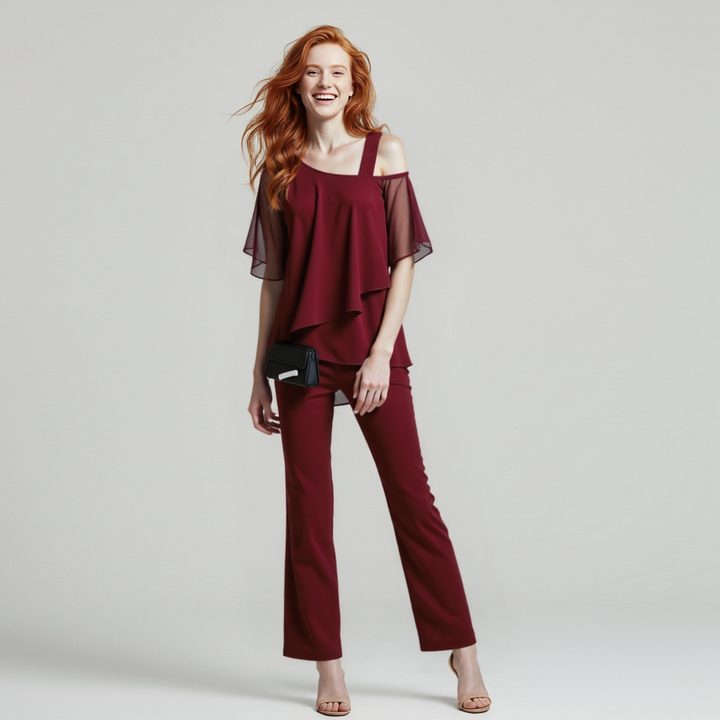 Jessie | Elegant Draped Two-Piece Wide-Leg Set