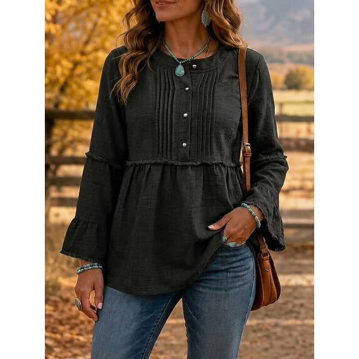 Bethany | Pintucked Peplum Blouse