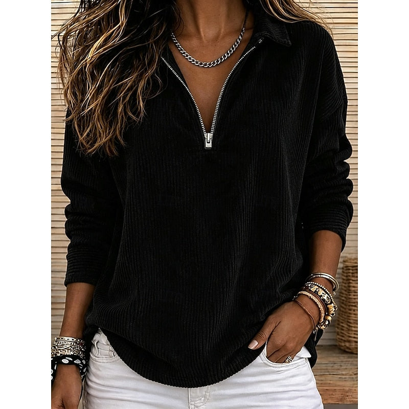 Winifred | Ribbed Quarter-Zip Top