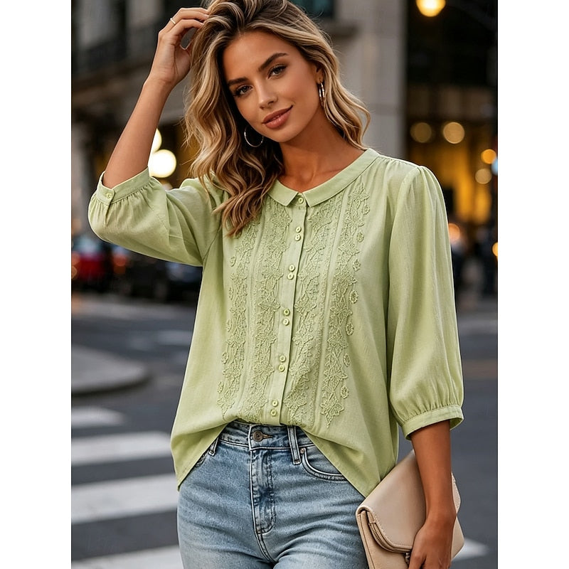 Cynthia | Embroidered Peter Pan Collar Blouse