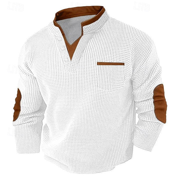 Harlan | Textured Long-Sleeve Henley Shirt