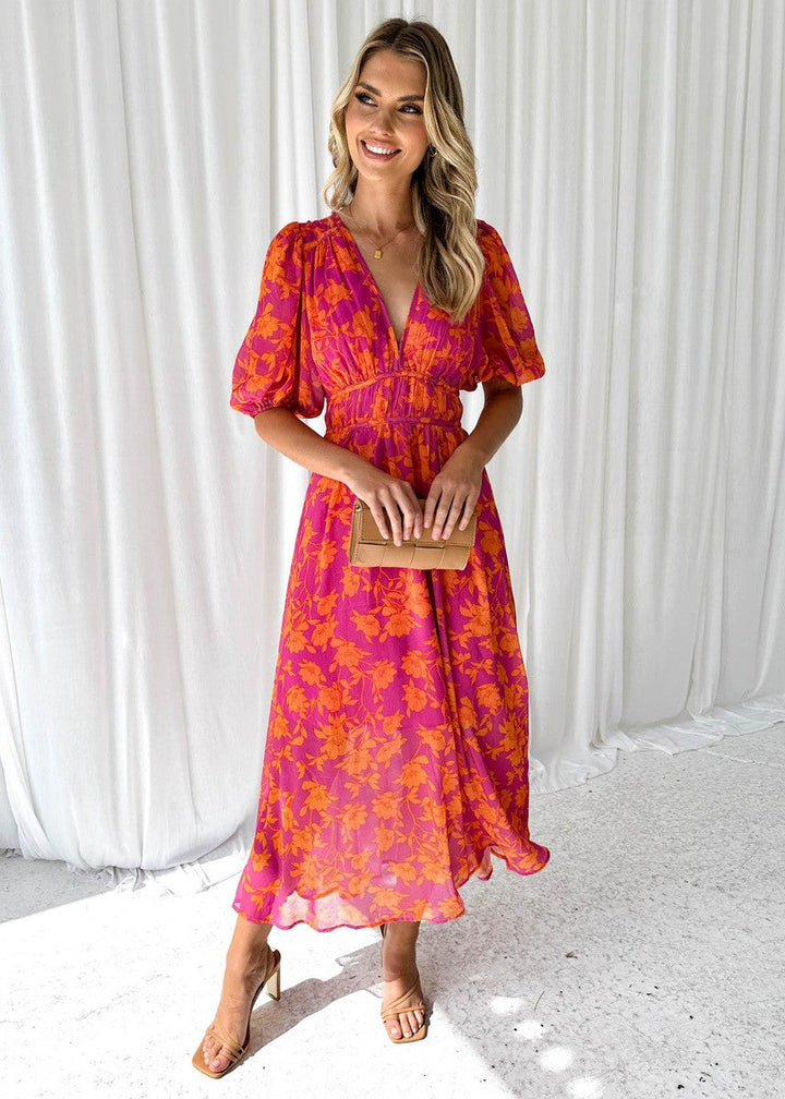 Isabella | Casual Floral V Neck Maxi Dress