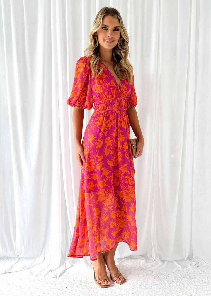Isabella | Casual Floral V Neck Maxi Dress