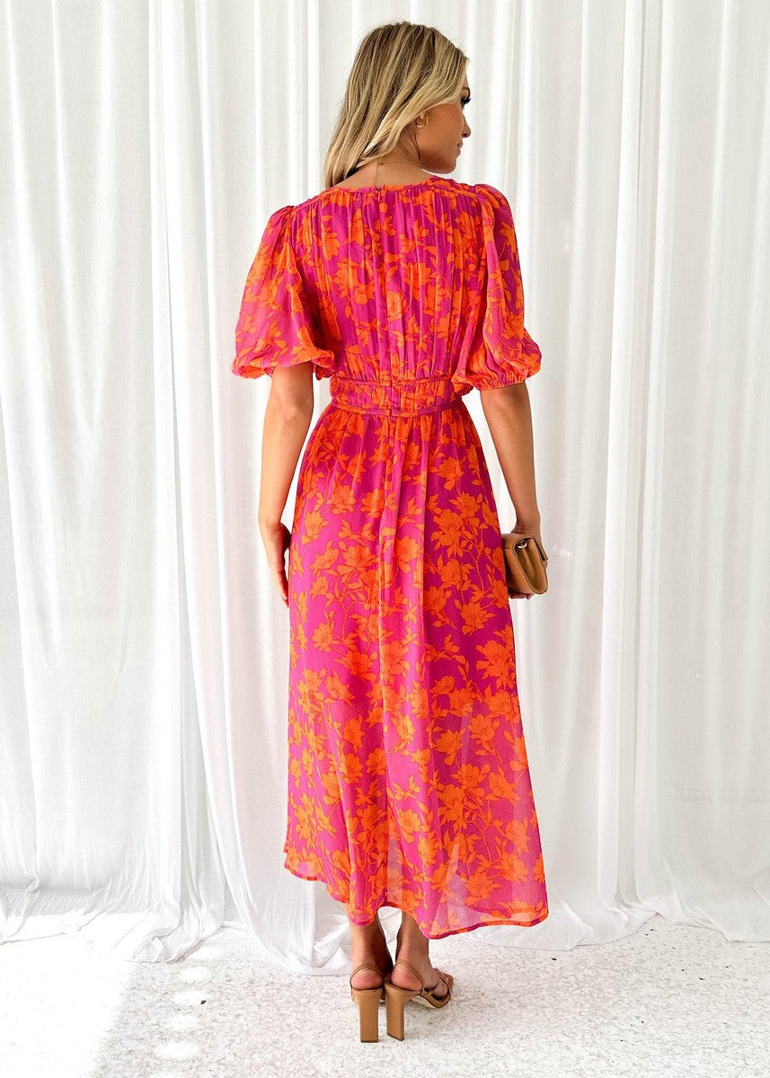 Isabella | Casual Floral V Neck Maxi Dress