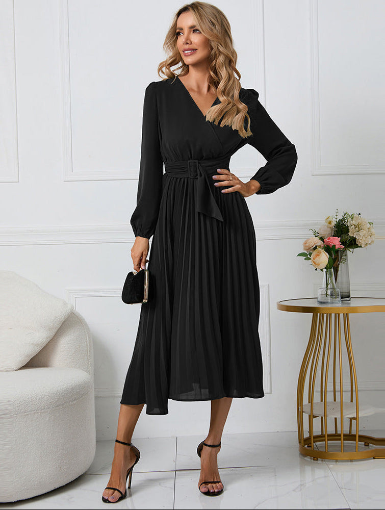 Grace | Stylish V-Neck Long Sleeve Midi Dress