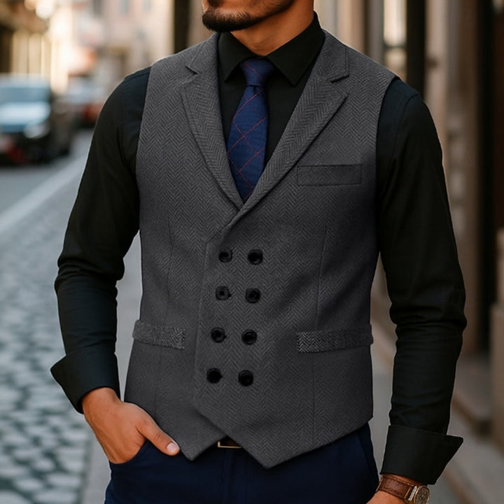 Ellery | Herringbone Double-Breasted Waistcoat