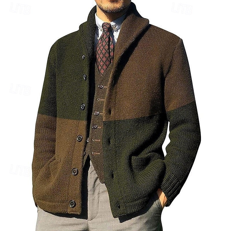 Bertram | Colour-Block Shawl Collar Cardigan