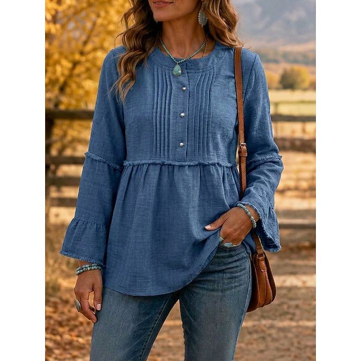 Bethany | Pintucked Peplum Blouse