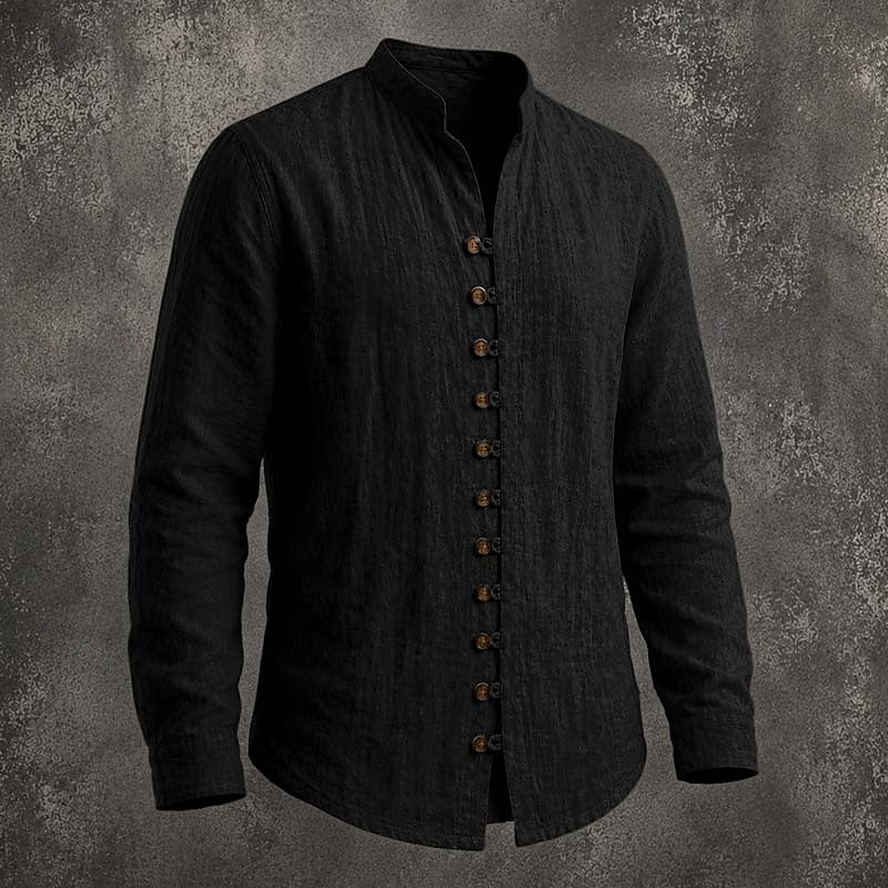 Silas | Band Collar Button-Up Shirt