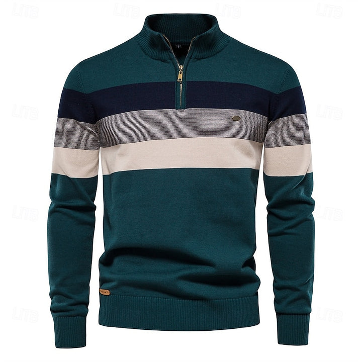 Miles | Colour-Block Quarter-Zip Sweater