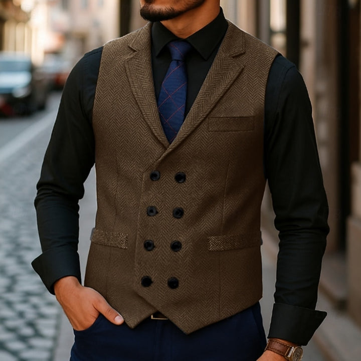 Ellery | Herringbone Double-Breasted Waistcoat