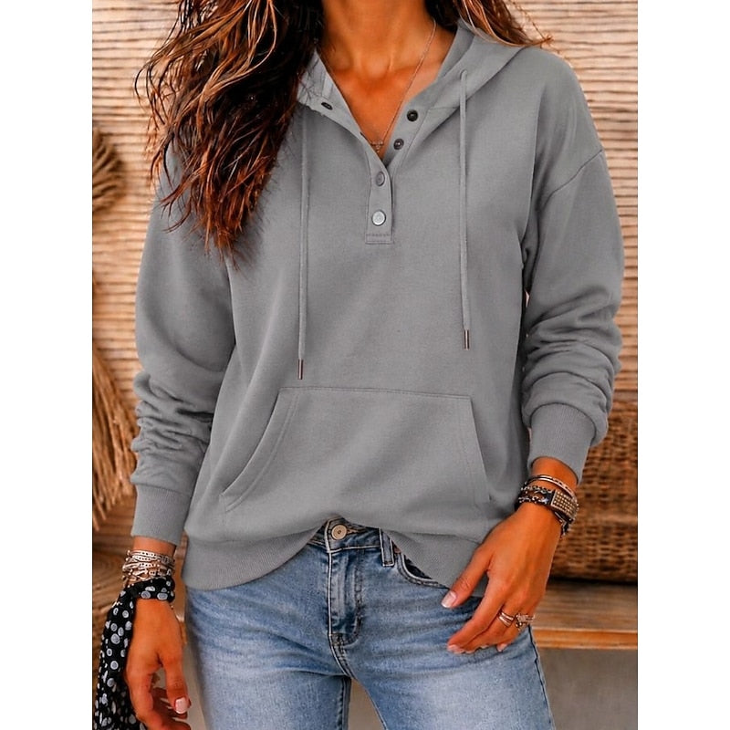 Harriet | Relaxed Button-Neck Hoodie