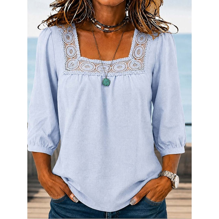 Maribeth | Lace-Trim Square Neck Blouse